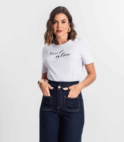Image_T-shirt Feminina Estampada Select Branco