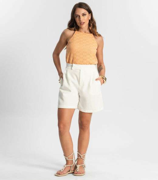 Bermuda Feminina Alfaiataria Endless Bege
