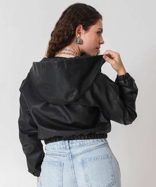 Jaqueta Feminina Bomber Bolsos Marisa Preto