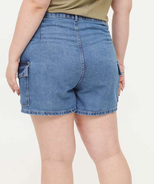 Short Plus Size Feminino Cargo Ecxo Jeans