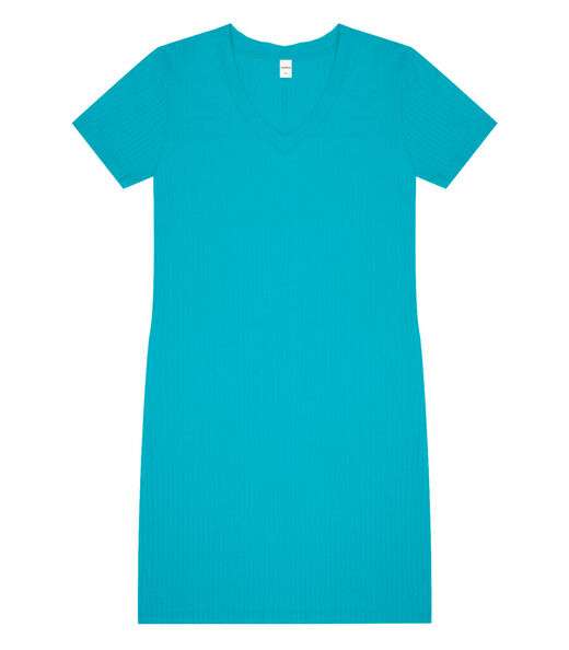 Vestido Feminino Em Ribana Canelada Rovitex Azul