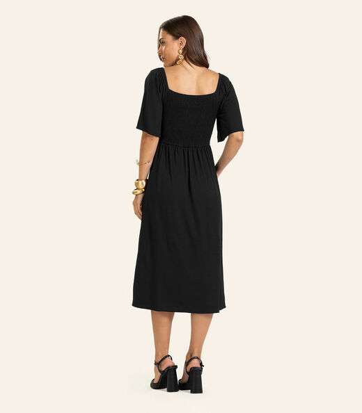 Vestido Midi em Viscotorcion Feminino Endless Preto