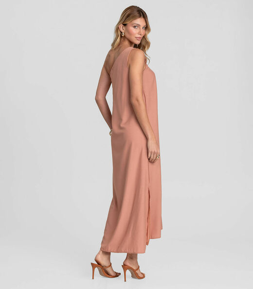 Vestido Midi Em Tecido Viscose Dianna Marrom