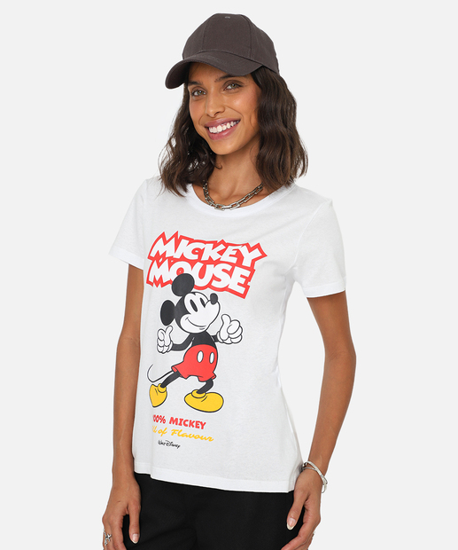 Image_Camiseta Feminina Mickey Manga Curta Disney Off White