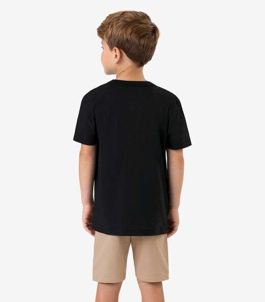 Conjunto Camiseta com Bermuda Meia Malha RoviKids Preto