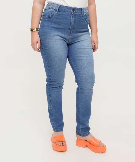 Calça Plus Size Feminina Jeans Skinny Cintura Alta