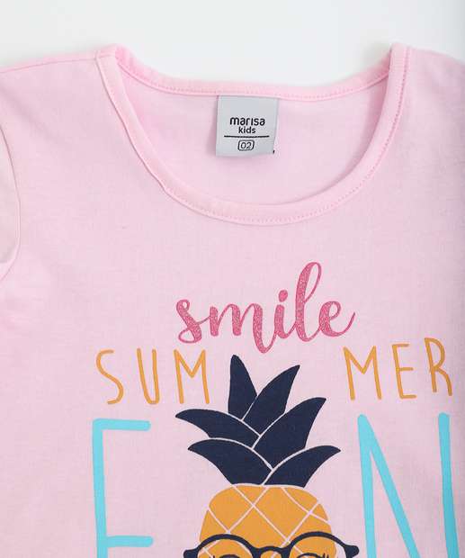 Conjunto Infantil Manga Curta Estampado Marisa Tam 1 a 3