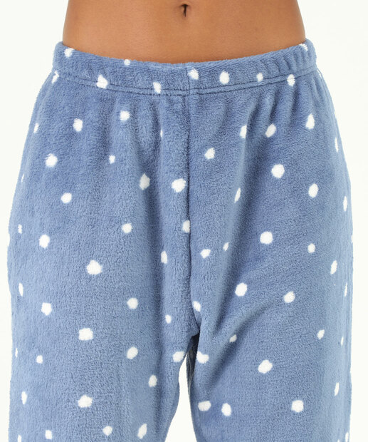 Pijama Feminino Plush Estampa Poá Manga Longa Marisa