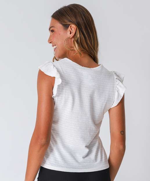Blusa Feminina Muscle Tee Textura Marisa Off White
