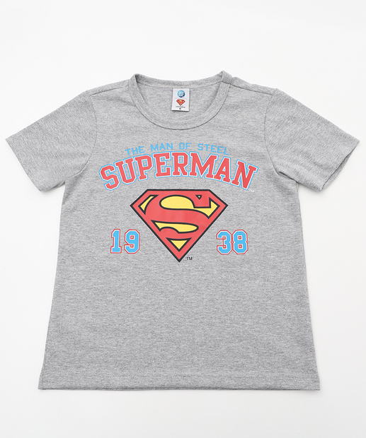 Camiseta Infantil Superman Warner Bros Tam 4 a 10 Cinza