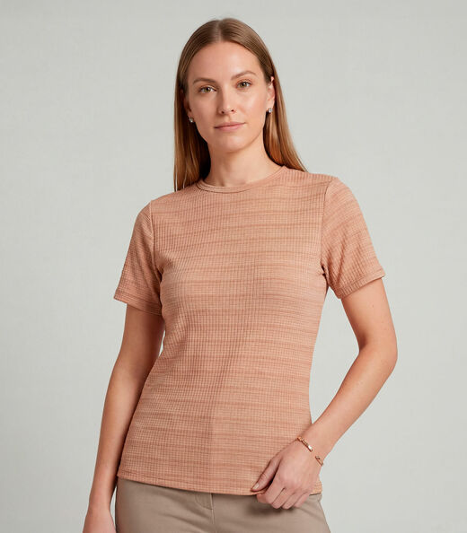 Image_Blusa Feminina Justa Com Manga Curta Infinita Cor Marrom