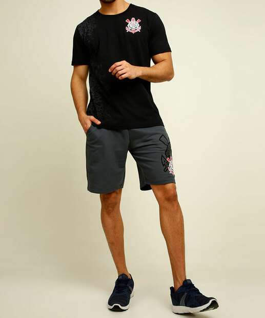 Camiseta Masculina Fitness Manga Curta Corinthians