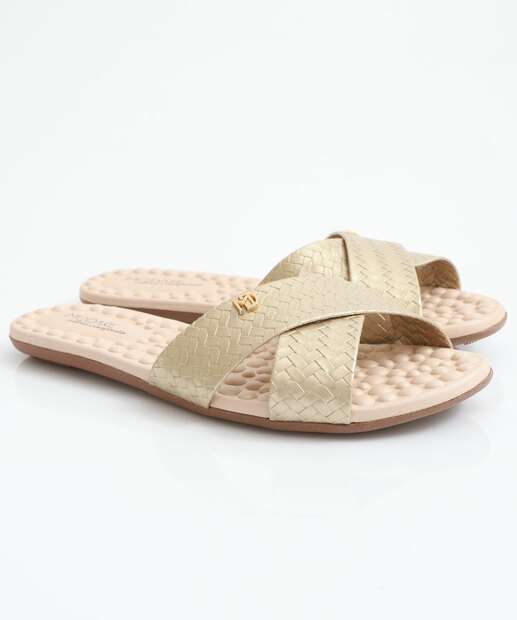 Rasteirinha Feminina Textura Modare Dourada 