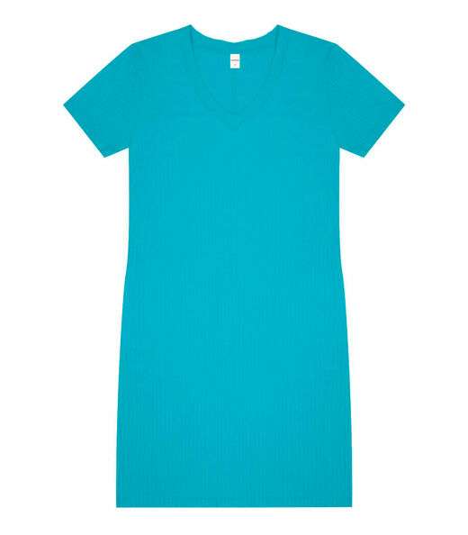 Vestido Feminino Em Ribana Canelada Rovitex Azul