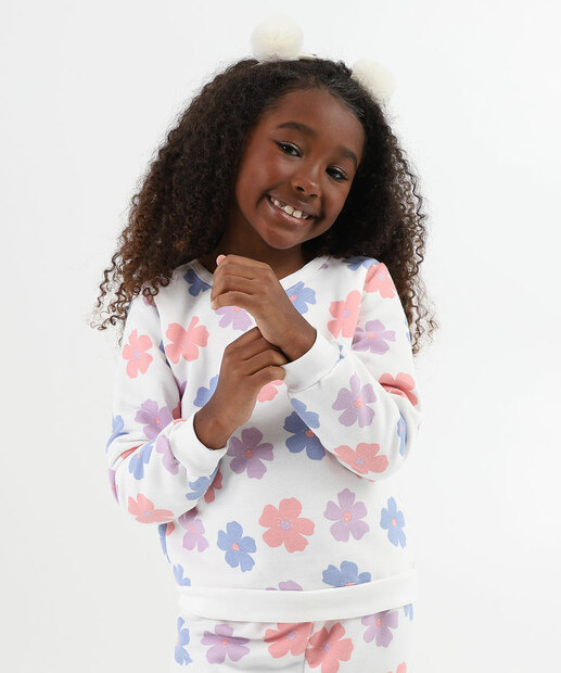 Image_Blusão Infantil Moletom Floral Marisa Tam 4 a 10 Off White