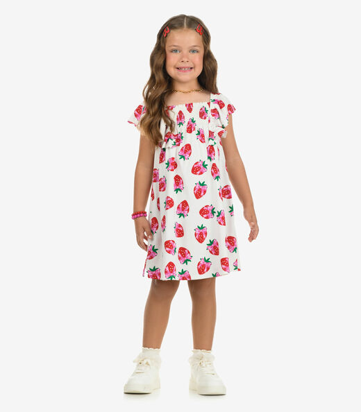 Vestido em Meia Malha Menina Rovi Kids Bege