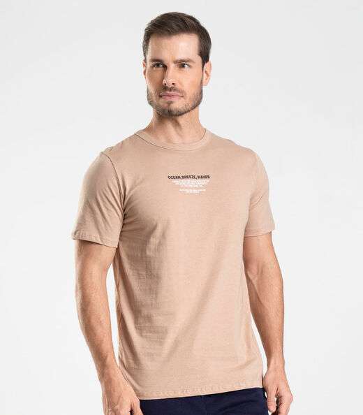 Camiseta Meia Malha Masculina Diametro Marrom
