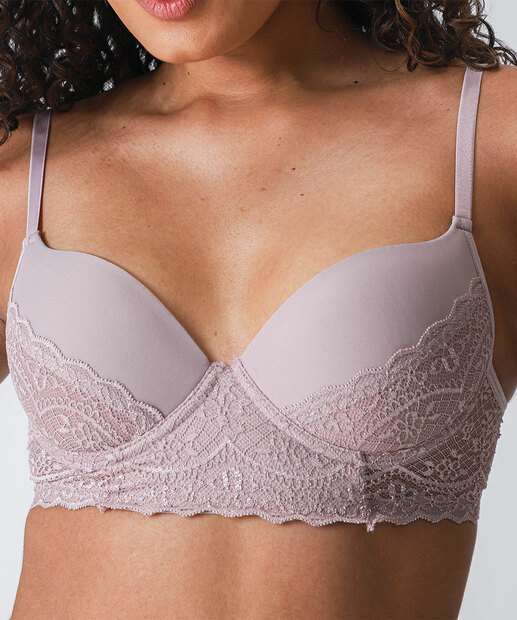 Sutiã Bra Top Recorte Renda Bojo Marisa Lilás