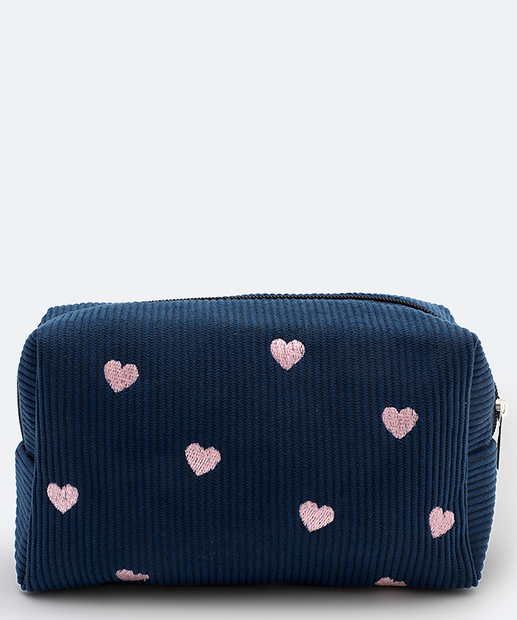 Necessaire Bordado Coração Marisa Azul