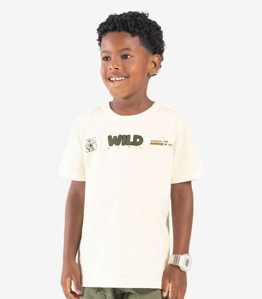 Conjunto Infantil Camiseta Com Bermuda Rovi kids Bege