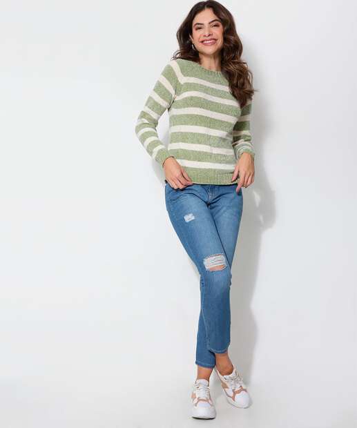 Calça Jeans Reta Destroyed Feminina Ecxo Jeans