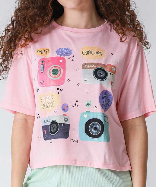Pijama Feminino Estampa Câmeras Marisa Rosa