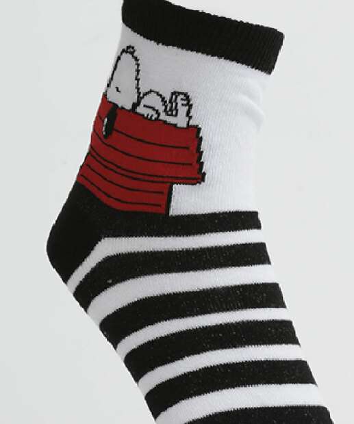 Kit 2 Pares Meias Feminina Cano Médio Estampada Snoopy