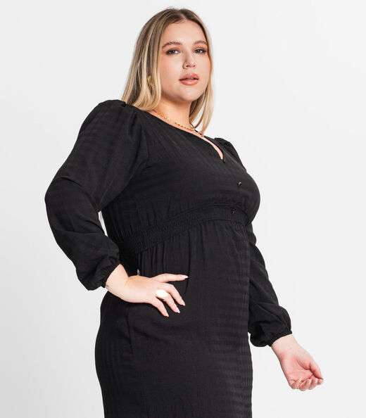Vestido Plus Size Em Air Flow Secret Glam Preto