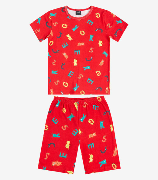 Pijama Infantil Camiseta E Bermuda Select Vermelho