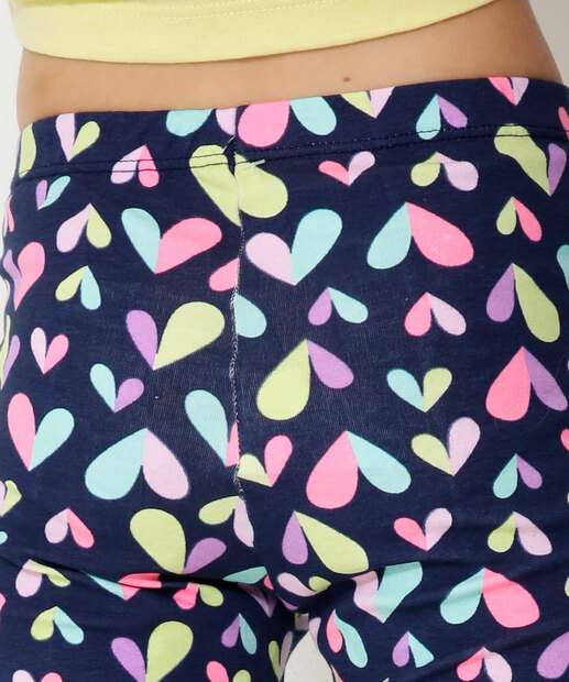 Calça Infantil Legging Cotton Estampa Corações Tam 4 a 10