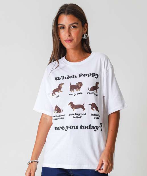 Image_Camiseta Feminina Oversized Cachorros Marisa Off White