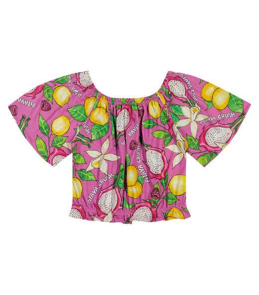 Blusa Ciganinha Infantil Feminina Fruit Trick Nick Rosa