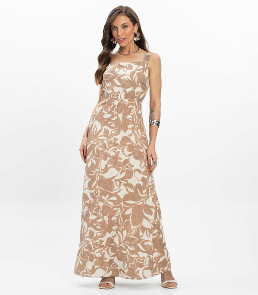 Vestido Midi em Linho Feminino Endless Marrom