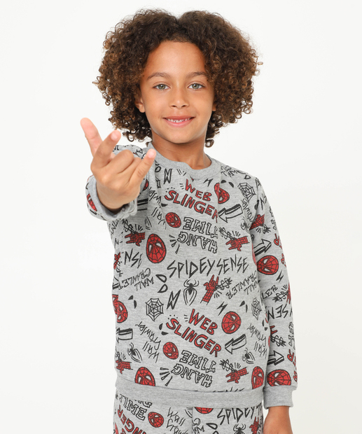 Image_Blusão Infantil Moletom Estampa Spider Marvel Tam 4 a 10 Cinza