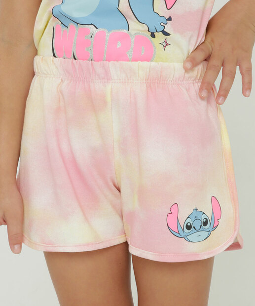 Conjunto Infantil Tie Dye Stitch Disney Tam 4 a 10