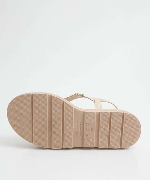 Sandália Feminina Flatform Corrente Bebecê Bege