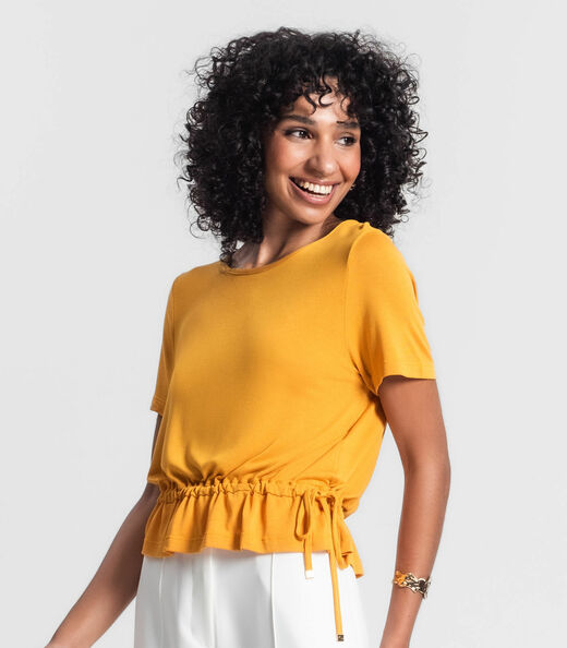 Blusa Feminina Manga Curta Rovitex Amarelo