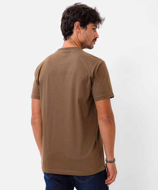 Camiseta Masculina Estampa Frontal Gangster Marrom