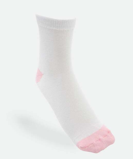 Kit 5 Pares Meias Cano Curto Feminina Bicolor Marisa Branco