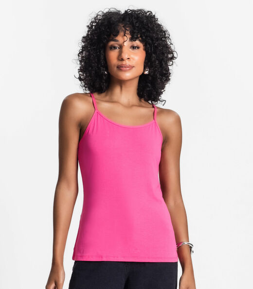Blusa de Alça Feminina Viscotorcion Básica Rovitex Rosa