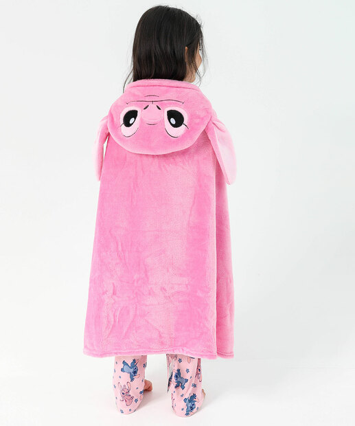 Manta Infantil Stitch Capuz Disney Rosa