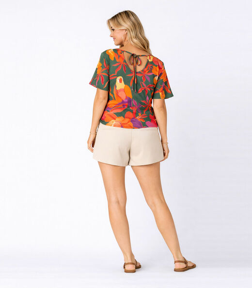 Blusa Feminina em Ribana Canelada Infinita Cor Verde