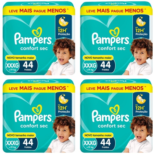 Image_Kit 4 Fraldas Pampers Confort Sec XXXG com 44 Unidades