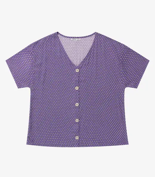 Camisa Feminina Plus Size Estampada Secret Glam Roxo