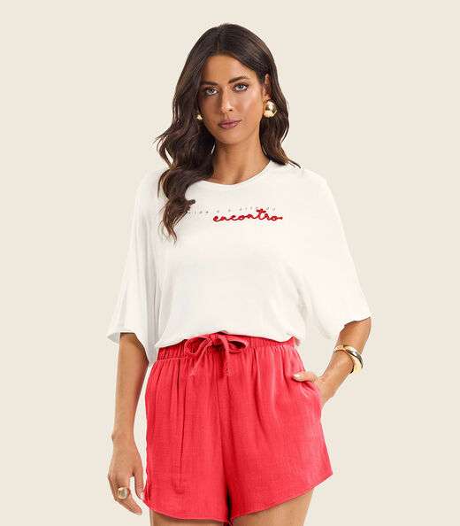 Image_Blusa Feminina Manga Curta em Visco Tricot Endless Bege