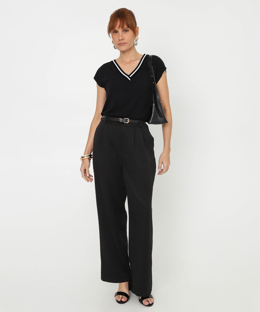 Blusa Feminina Manga Curta Marisa Preto