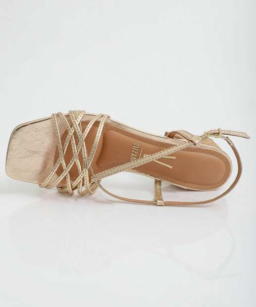 Sandália Feminina Salto Grosso Metalizado Vizzano