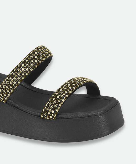 Tamanco Feminino Flatform Tachas Beira Rio Preto