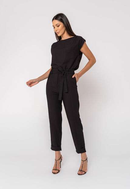 Image_Calça de Alfaiataria com Pregas e Barra com Dobra Preta Salvatore