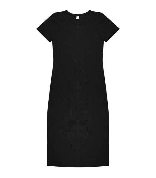 Vestido Midi Ribana Canelada Básico Rovitex Preto